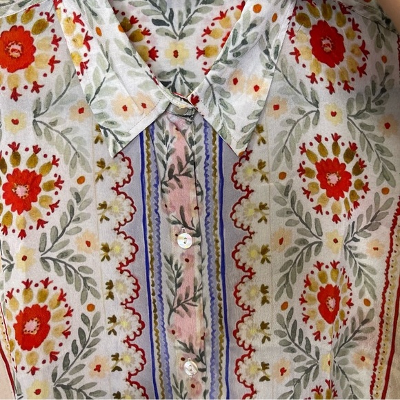 AP.NY Floral Print Roll Tab Sleeve Button-Up Shirt Sz L - Picture 5 of 7